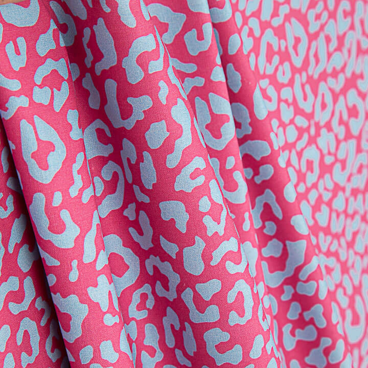 Percal estampado Nairobi fúcsia turquesa - Ribes y Casals