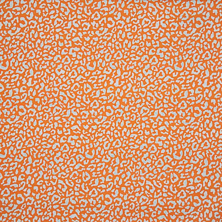 Percal estampado Nairobi laranja e azul claro - Ribes y Casals