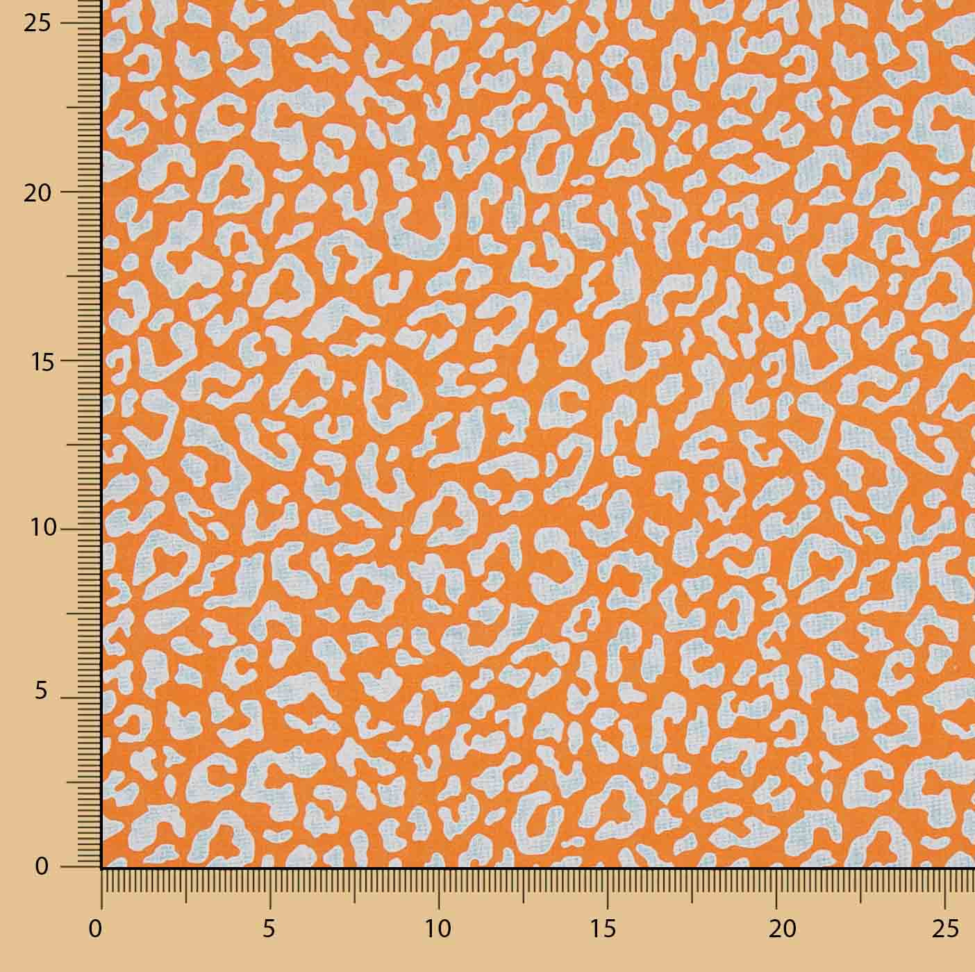 Percal estampado Nairobi laranja e azul claro - Ribes y Casals