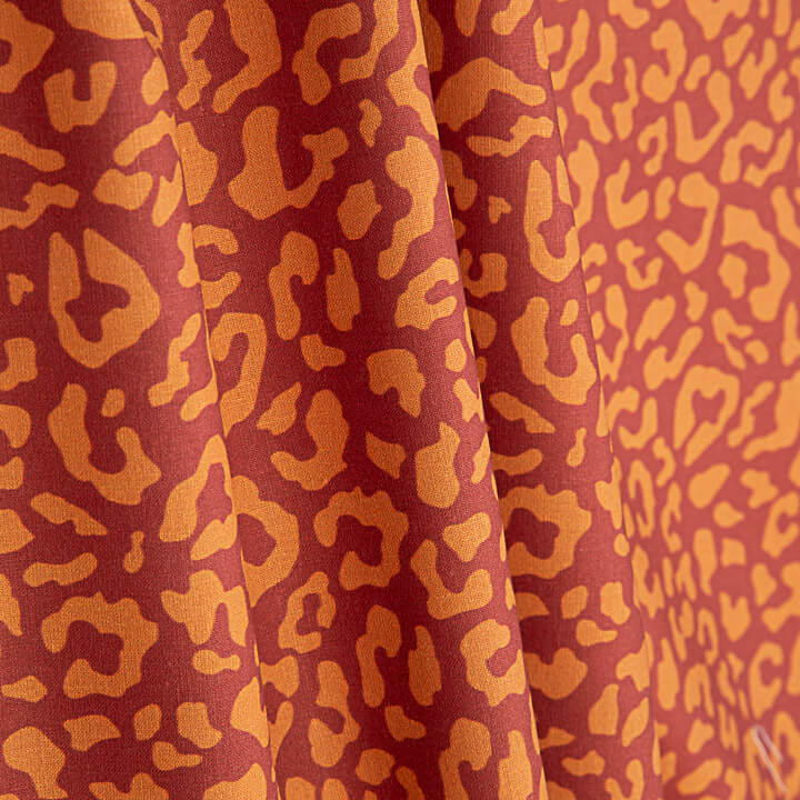 Percal estampado Nairobi Mostarda Bordô - Ribes y Casals