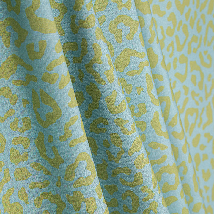 Percal estampado Nairobi verde-lima e azul-celeste - Ribes y Casals