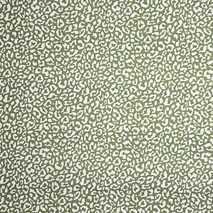 Percal estampado Nairobi verde-oliva e branco - Ribes y Casals