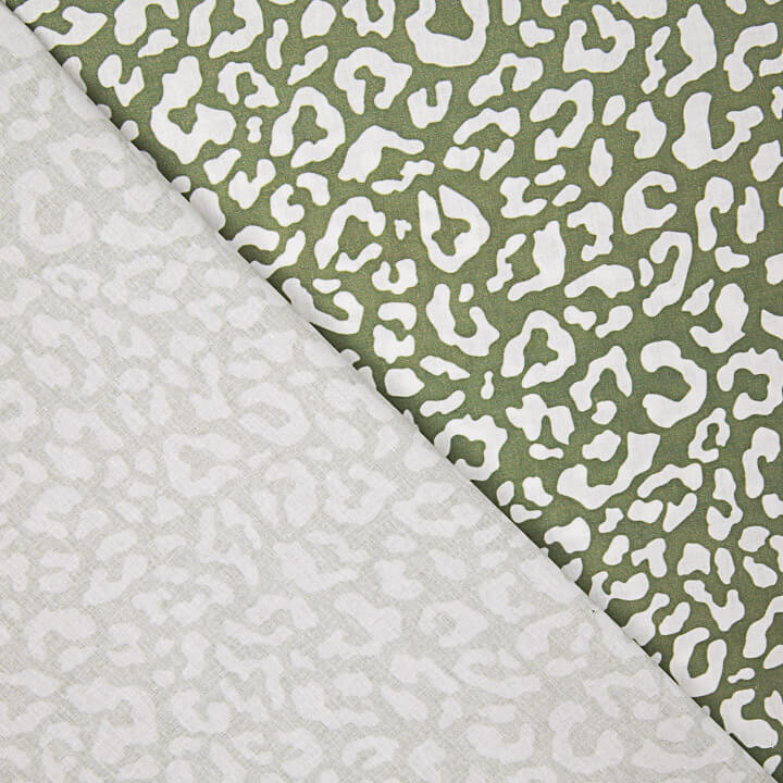 Percal estampado Nairobi verde-oliva e branco - Ribes y Casals