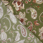 Viscose estampada em tom de azeitona Boheme - Ribes y Casals