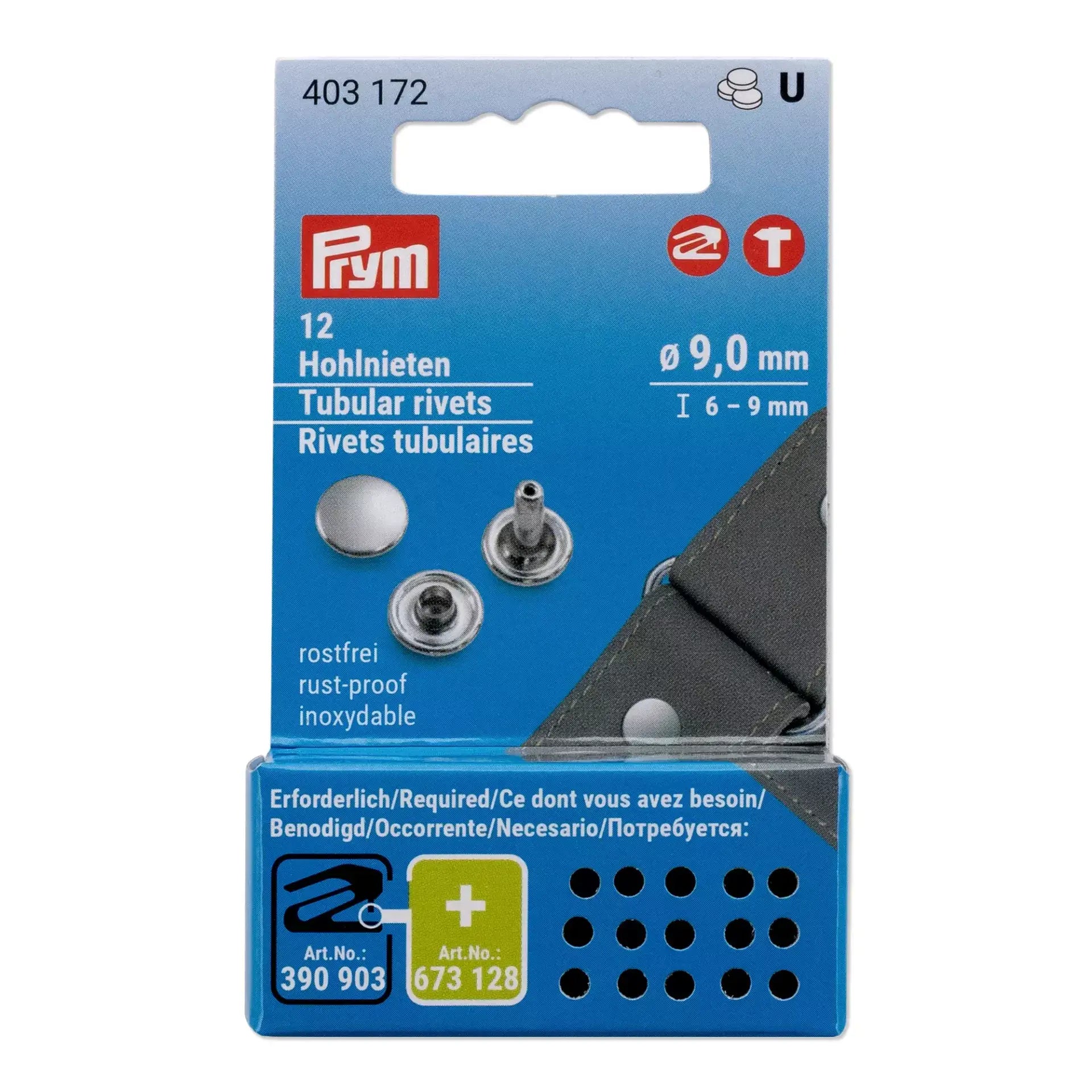 Rebites tubulares Prym 6-9 mm prateados - Ribes y Casals