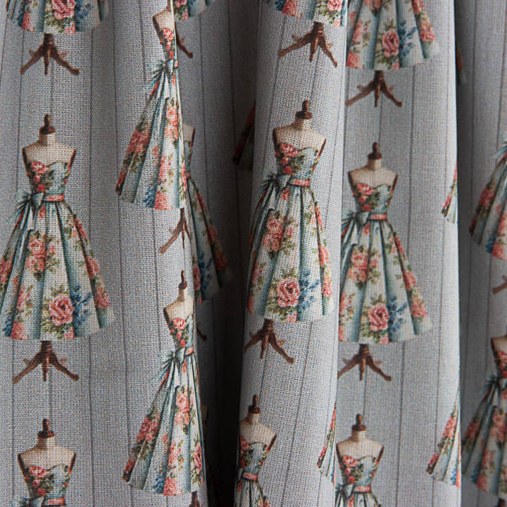 Percal estampado Couture cinzento - Ribes y Casals