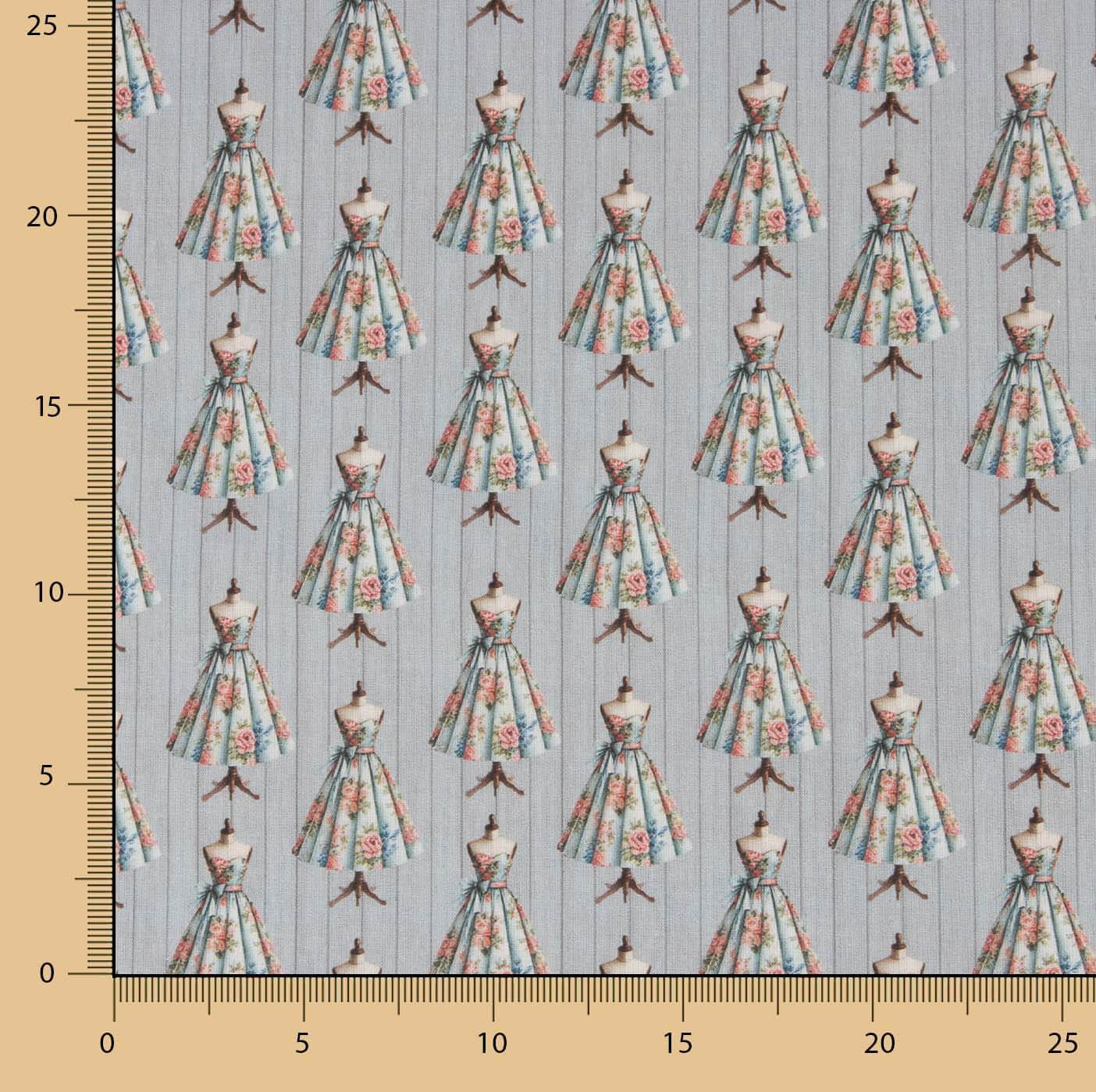 Percal estampado Couture cinzento - Ribes y Casals
