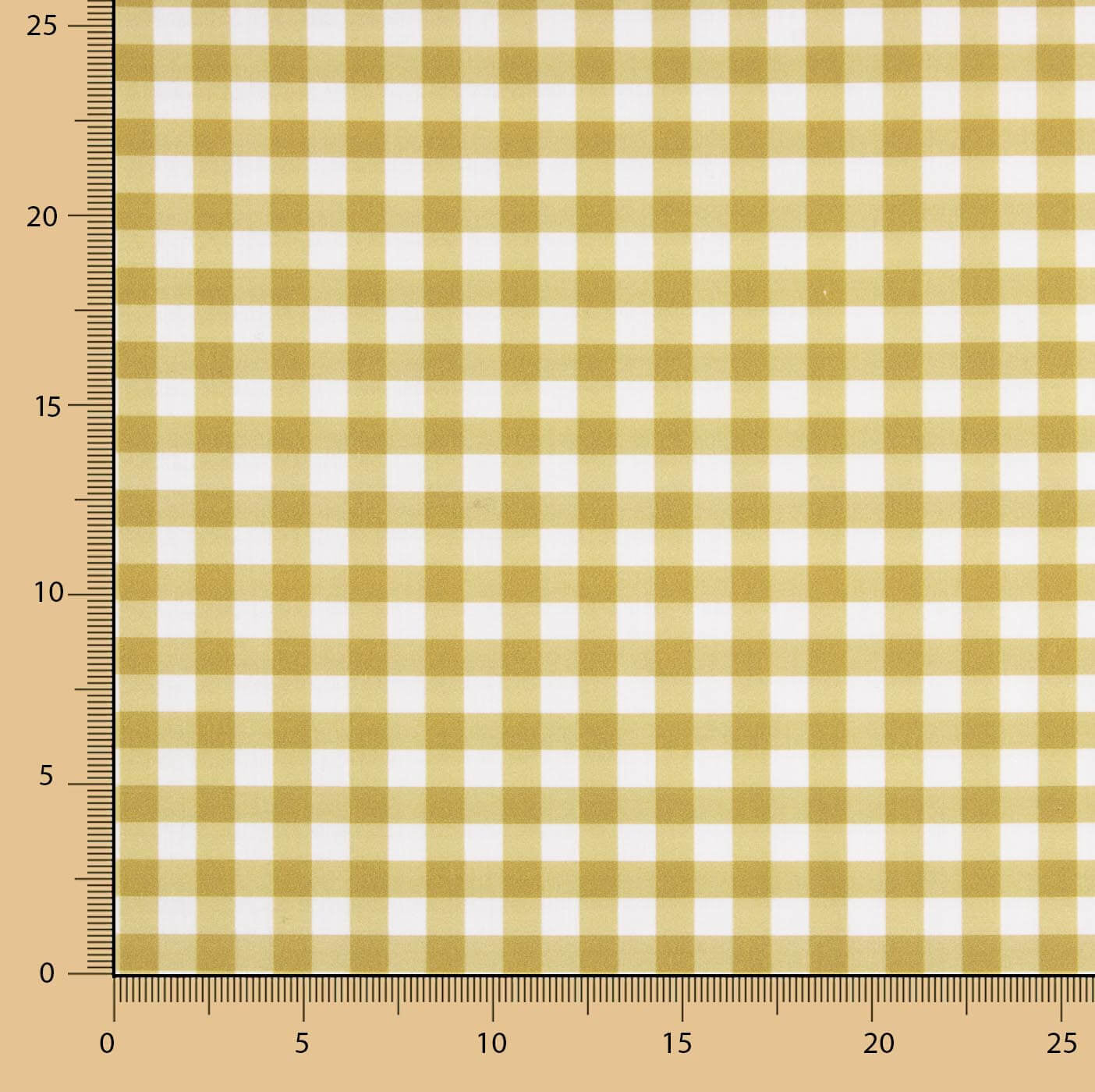 Percal estampado xadrez médio ocre - Ribes y Casals