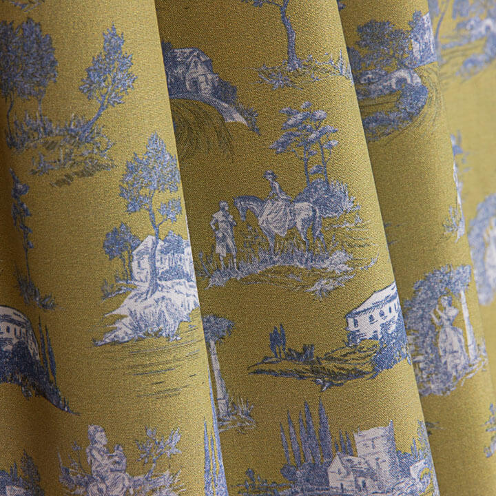 Percal estampado Silke verde-oliva - Ribes y Casals