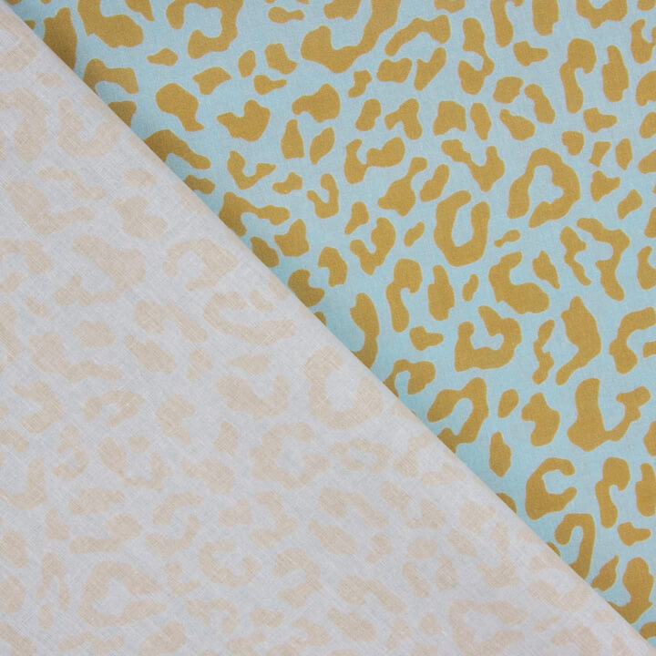 Percal estampado Nairobi mostarda azul - Ribes y Casals