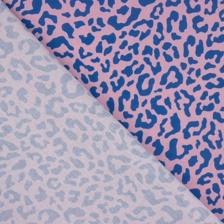 Percal estampado Nairobi rosa e azul - Ribes y Casals