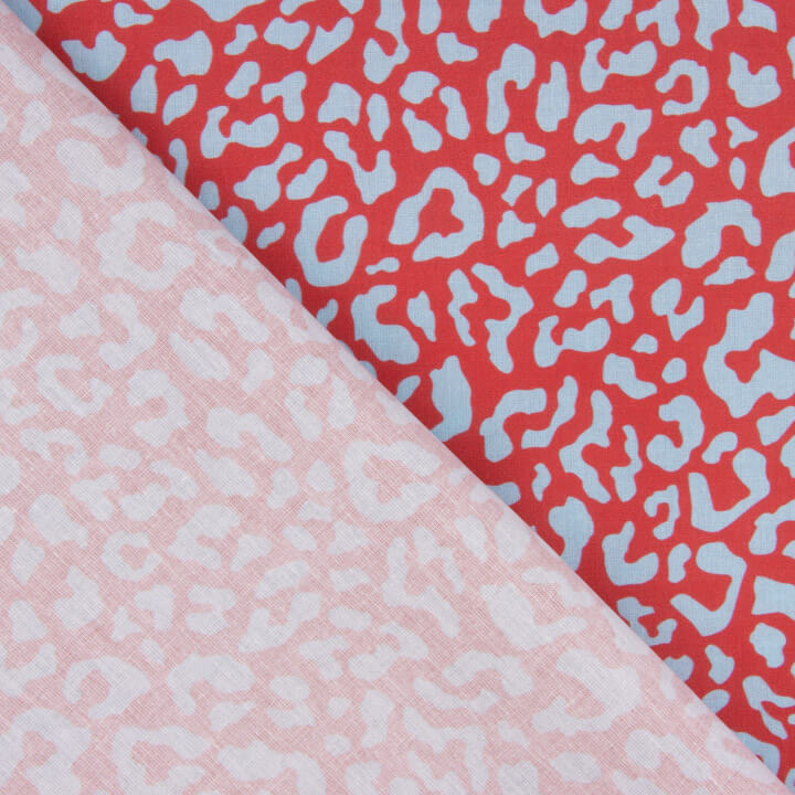 Percal estampado Nairobi vermelho e azul - Ribes y Casals