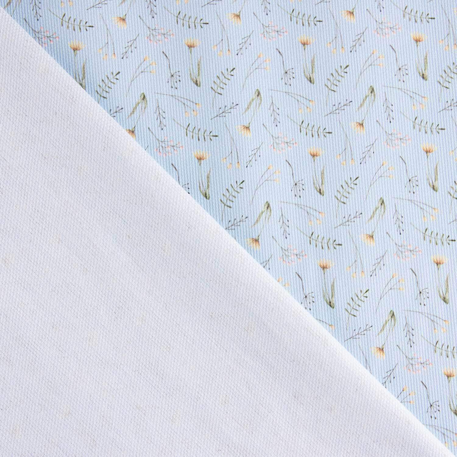 Piqué de algodão Ramitas Silvestres Azul - Ribes y Casals