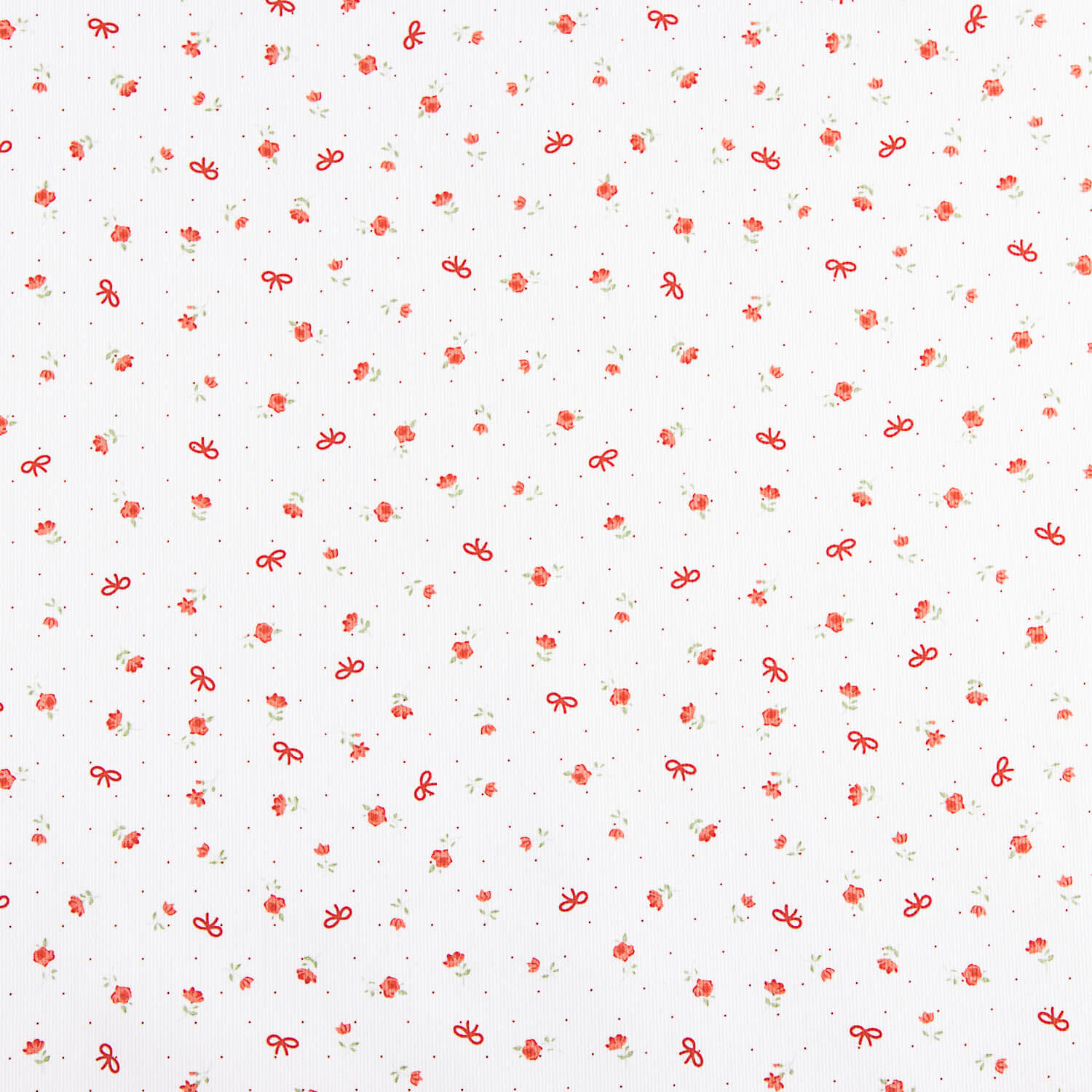 Piqué de algodão com mini flores e laços - Ribes y Casals