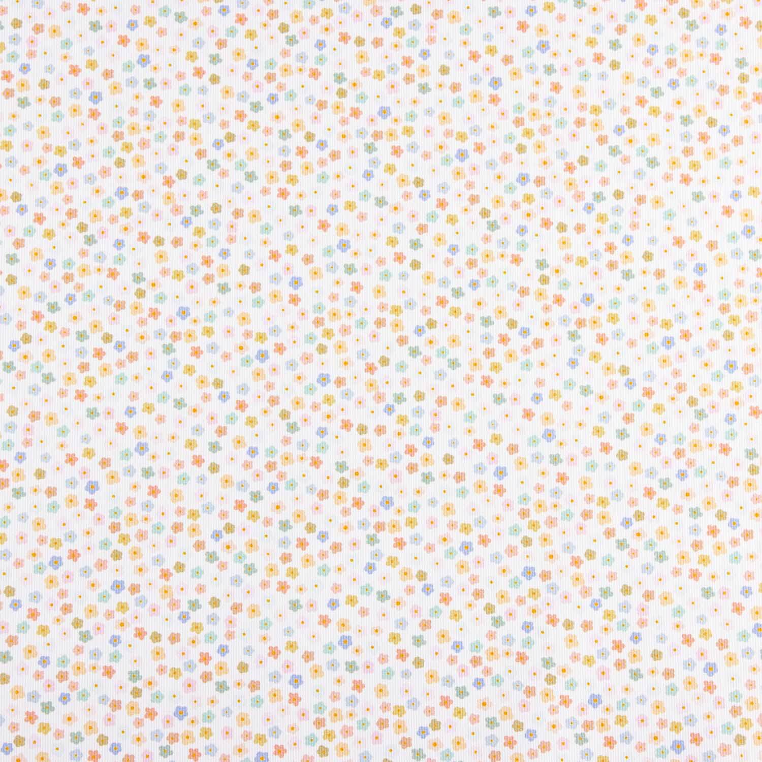 Piqué de algodão com mini flores multicoloridas - Ribes y Casals
