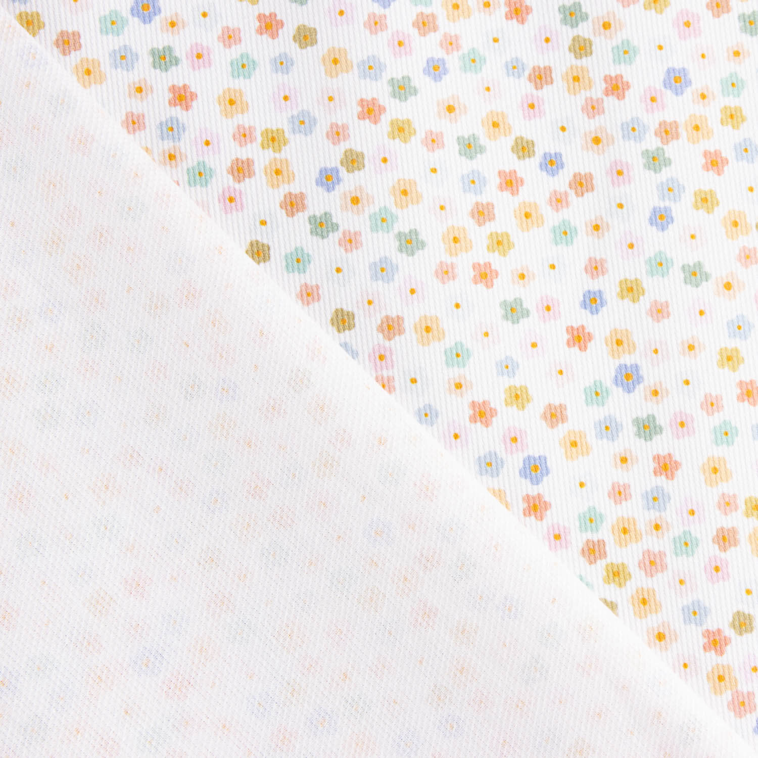 Piqué de algodão com mini flores multicoloridas - Ribes y Casals