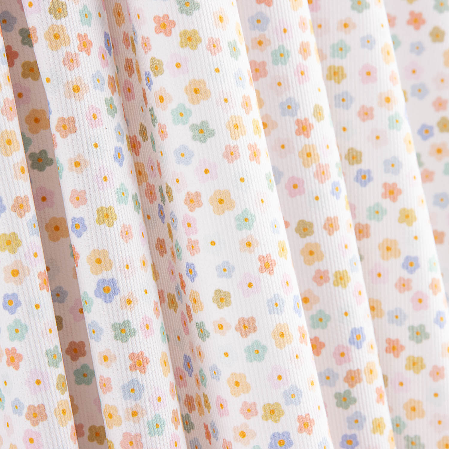 Piqué de algodão com mini flores multicoloridas - Ribes y Casals