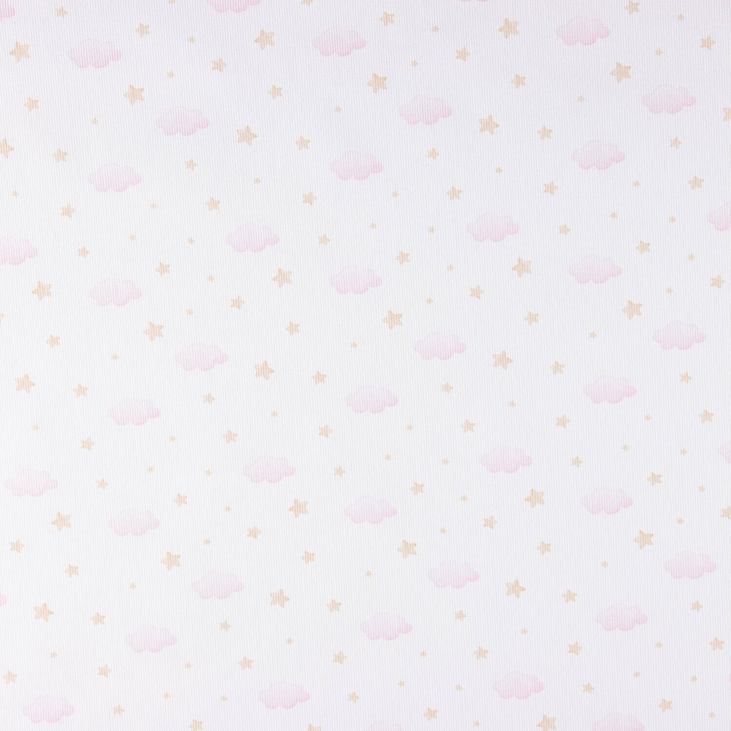 Piqué de algodão Nuvens e estrelas rosa - Ribes y Casals