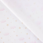 Piqué de algodão Nuvens e estrelas rosa - Ribes y Casals