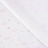 Piqué de algodão Nuvens e estrelas rosa - Ribes y Casals