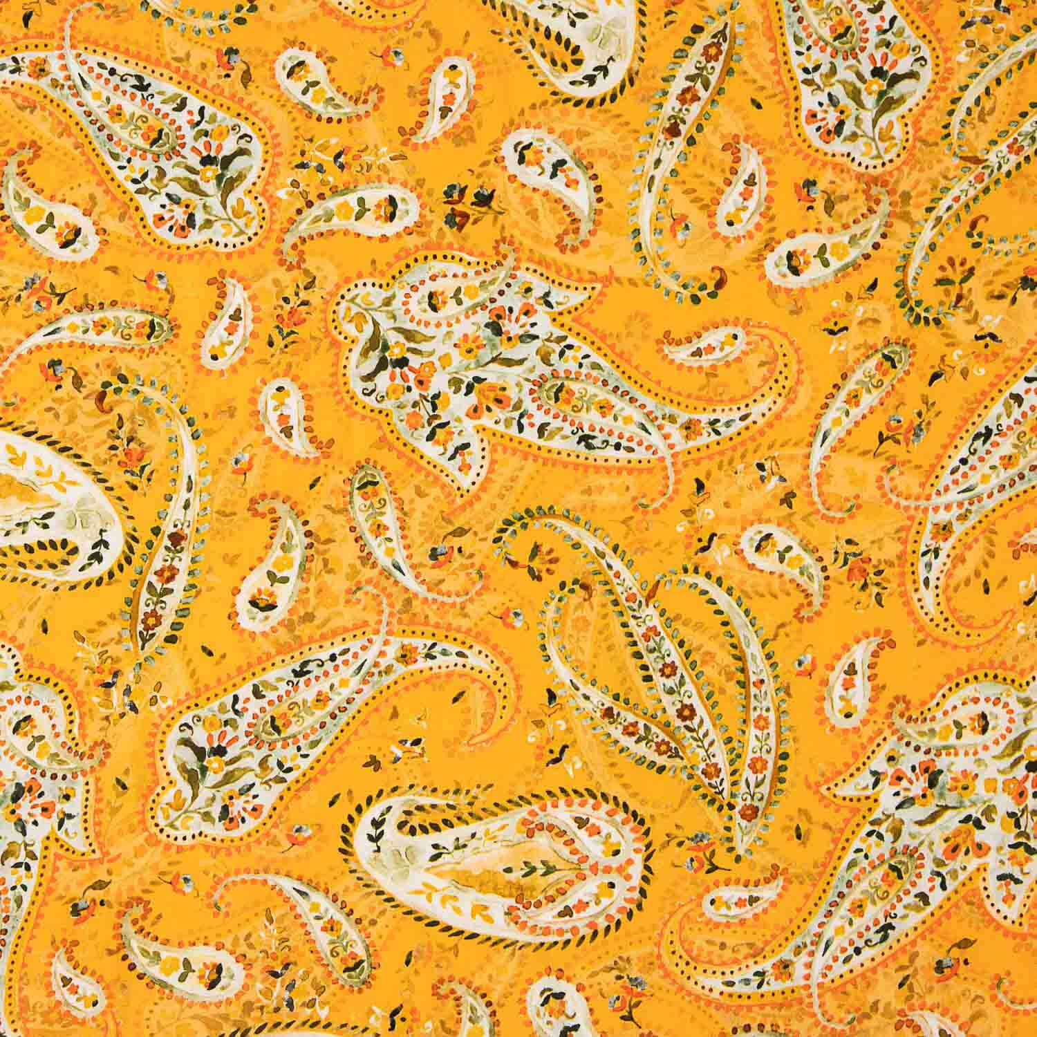 Viscose estampada com padrão Paisley em laranja suave - Ribes y Casals