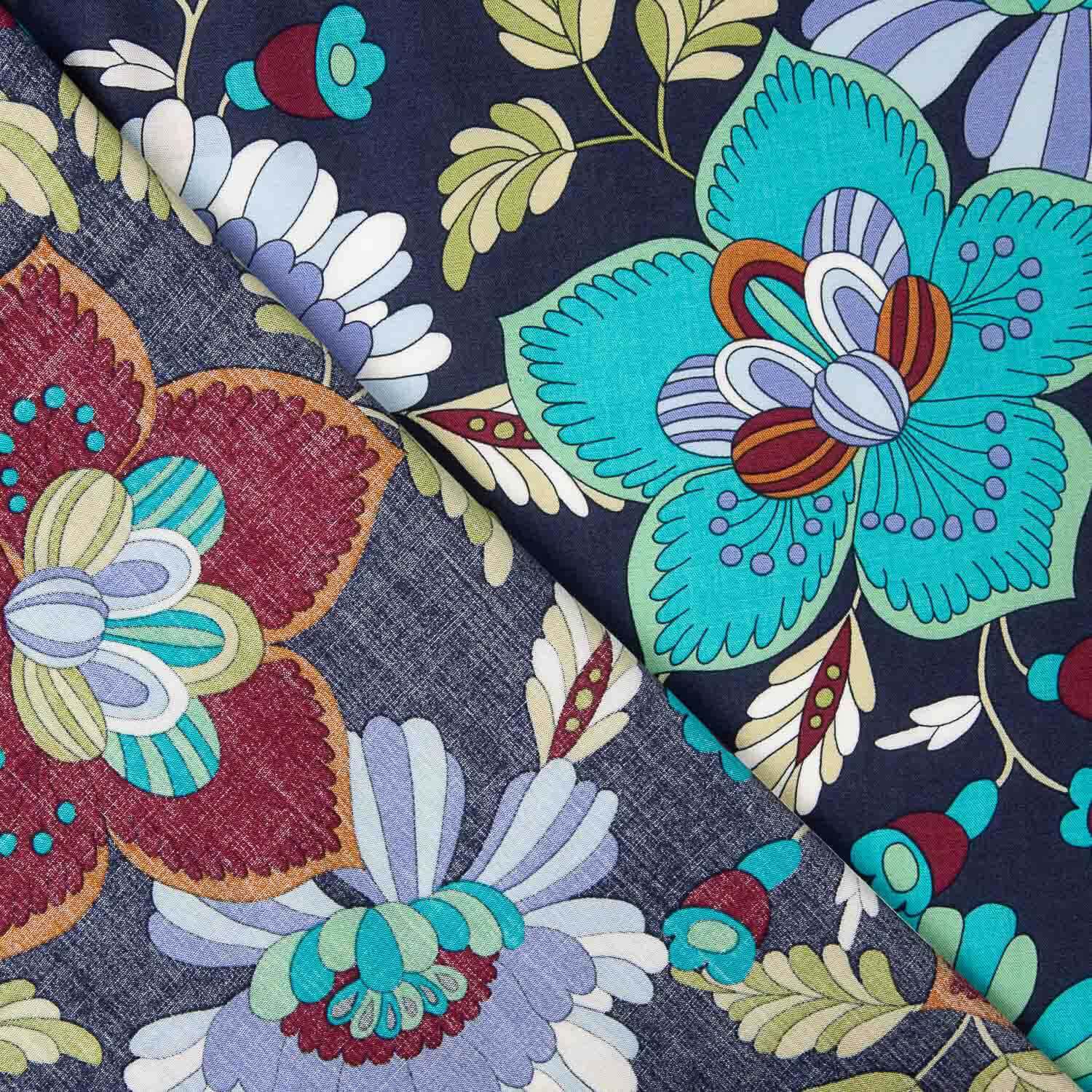 Viscose estampada Jardim Boémio Azul - Ribes y Casals