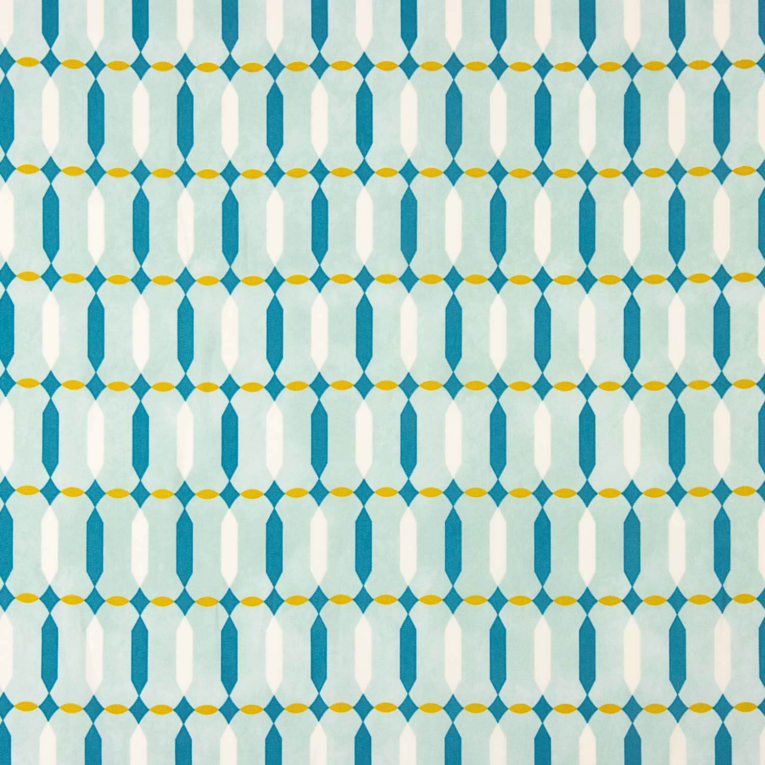 Viscose estampada com motivos geométricos verde-água - Ribes y Casals