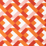 Viscose estampada com motivos geométricos em laranja e coral - Ribes y Casals
