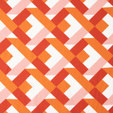 Viscose estampada com motivos geométricos em laranja e coral - Ribes y Casals