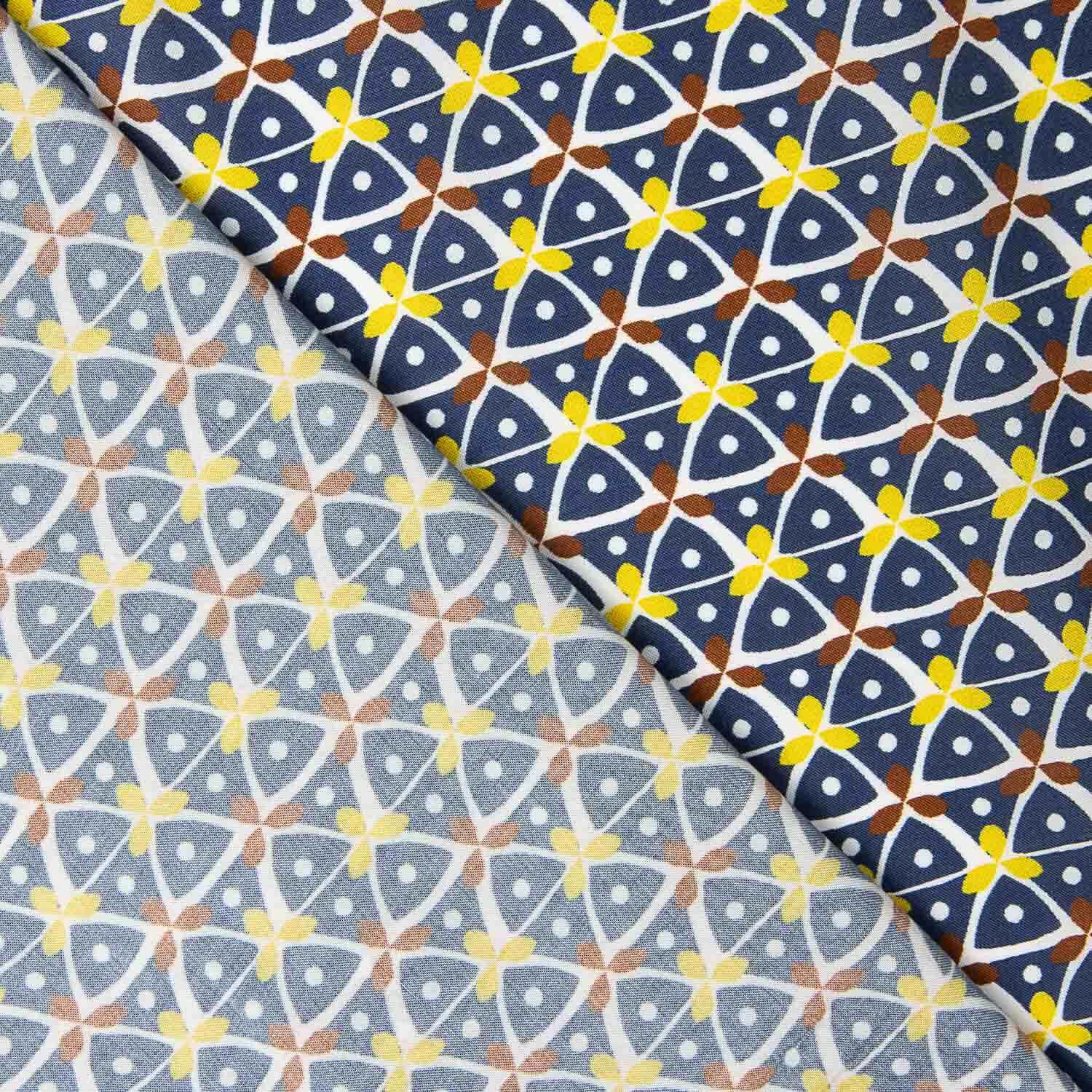Viscose estampada Kaleido azul marinho - Ribes y Casals