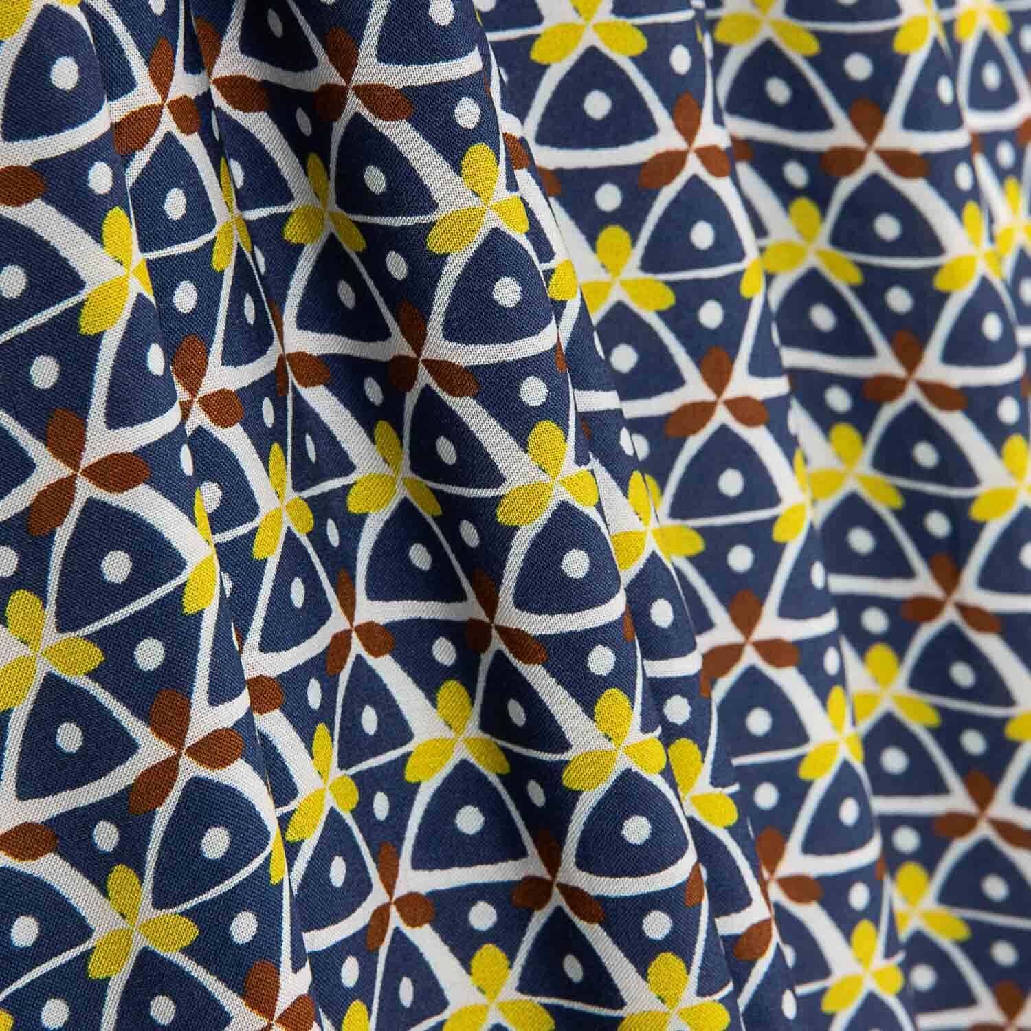 Viscose estampada Kaleido azul marinho - Ribes y Casals
