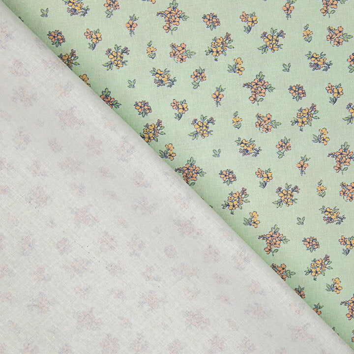 Percal estampado com florzinhas vintage verde-água - Ribes y Casals