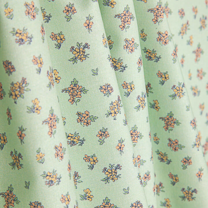 Percal estampado com florzinhas vintage verde-água - Ribes y Casals