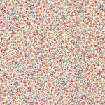 Popeline de algodão orgânico estampado com flores laranja e vermelhas - Ribes y Casals