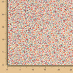 Popeline de algodão orgânico estampado com flores laranja e vermelhas - Ribes y Casals