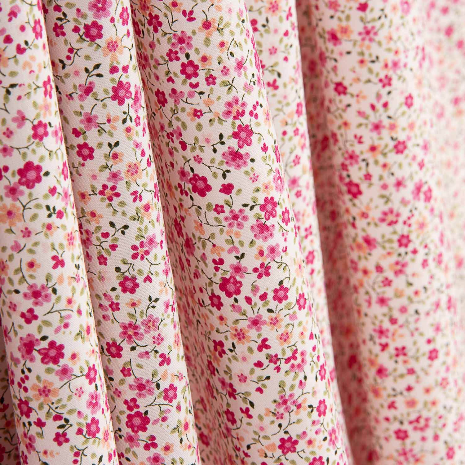 Popeline de algodão orgânico estampado Mil Flores Fúcsia - Ribes y Casals