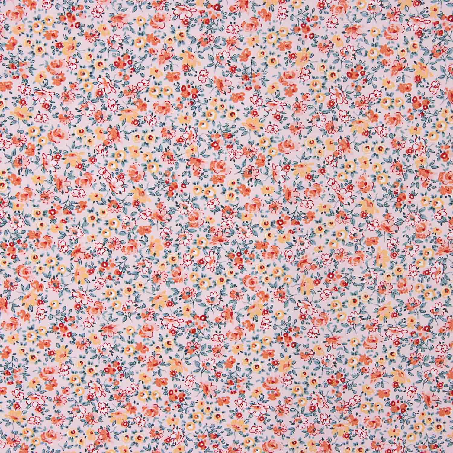 Popeline de algodão orgânico estampado com mil flores cor-de-rosa - Ribes y Casals