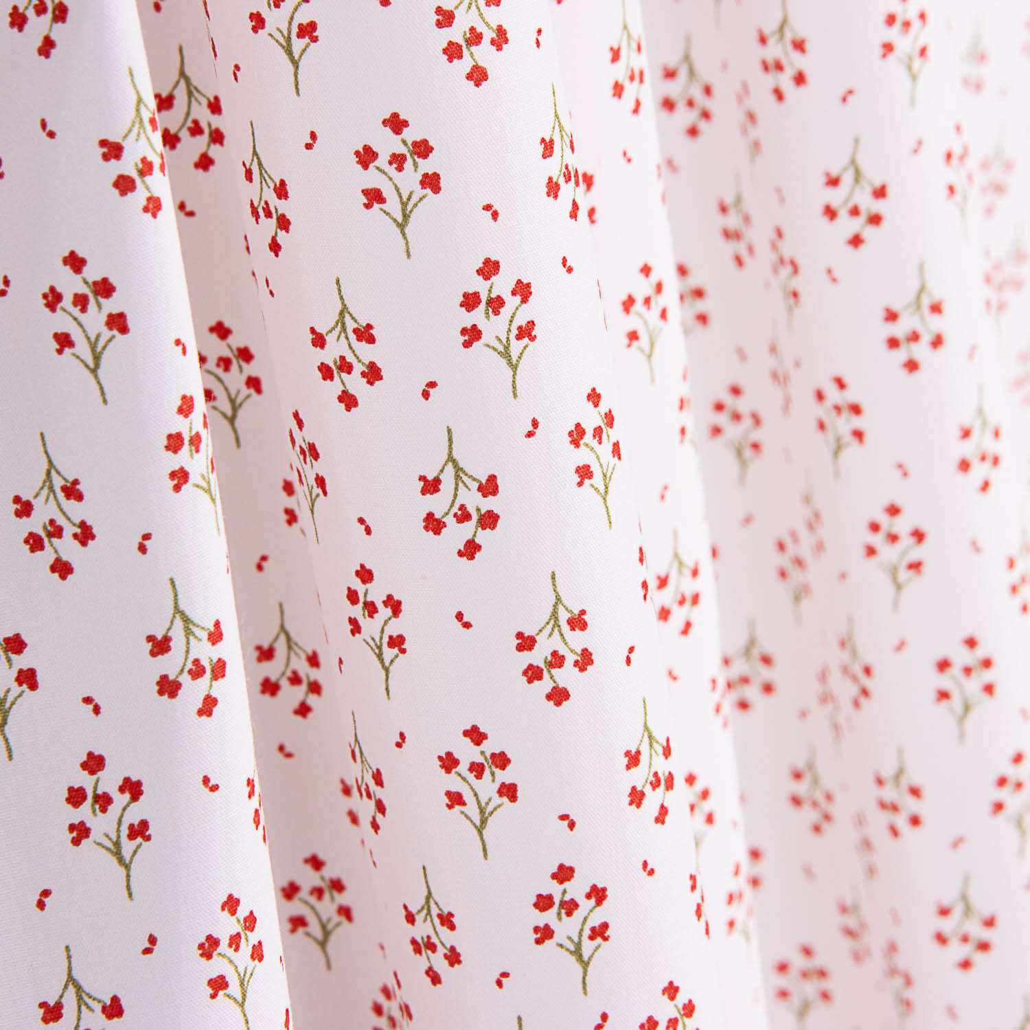 Popeline de algodão orgânico estampado com ramos vermelhos - Ribes y Casals