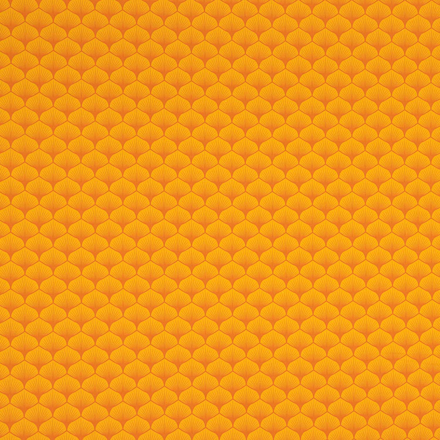 Popelina de Algodão Estampada com Leques Laranja - Ribes y Casals