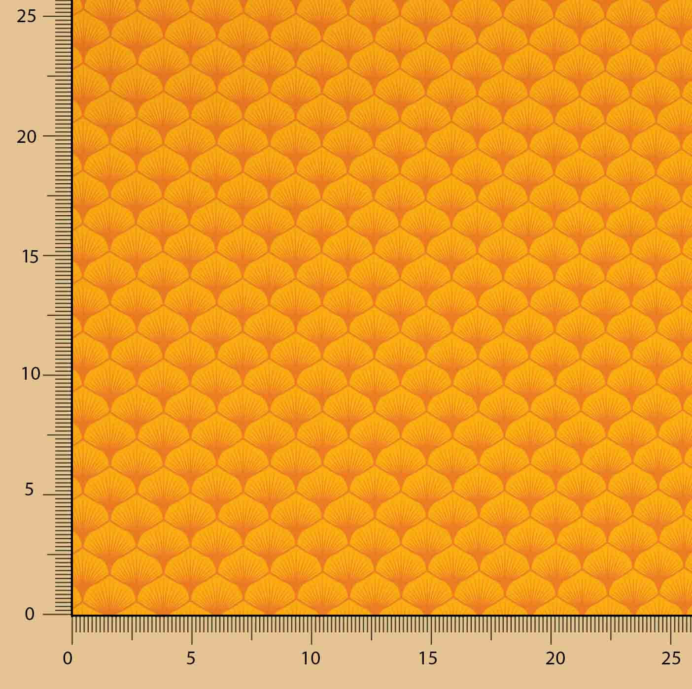 Popelina de Algodão Estampada com Leques Laranja - Ribes y Casals