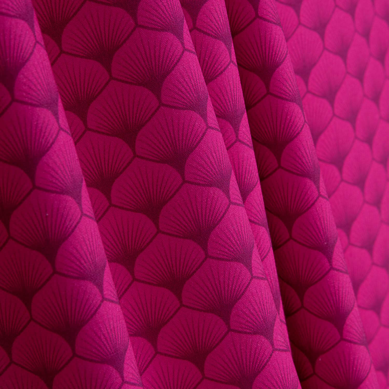 Popelina de Algodão Estampada com Leques Fúcsia - Ribes y Casals