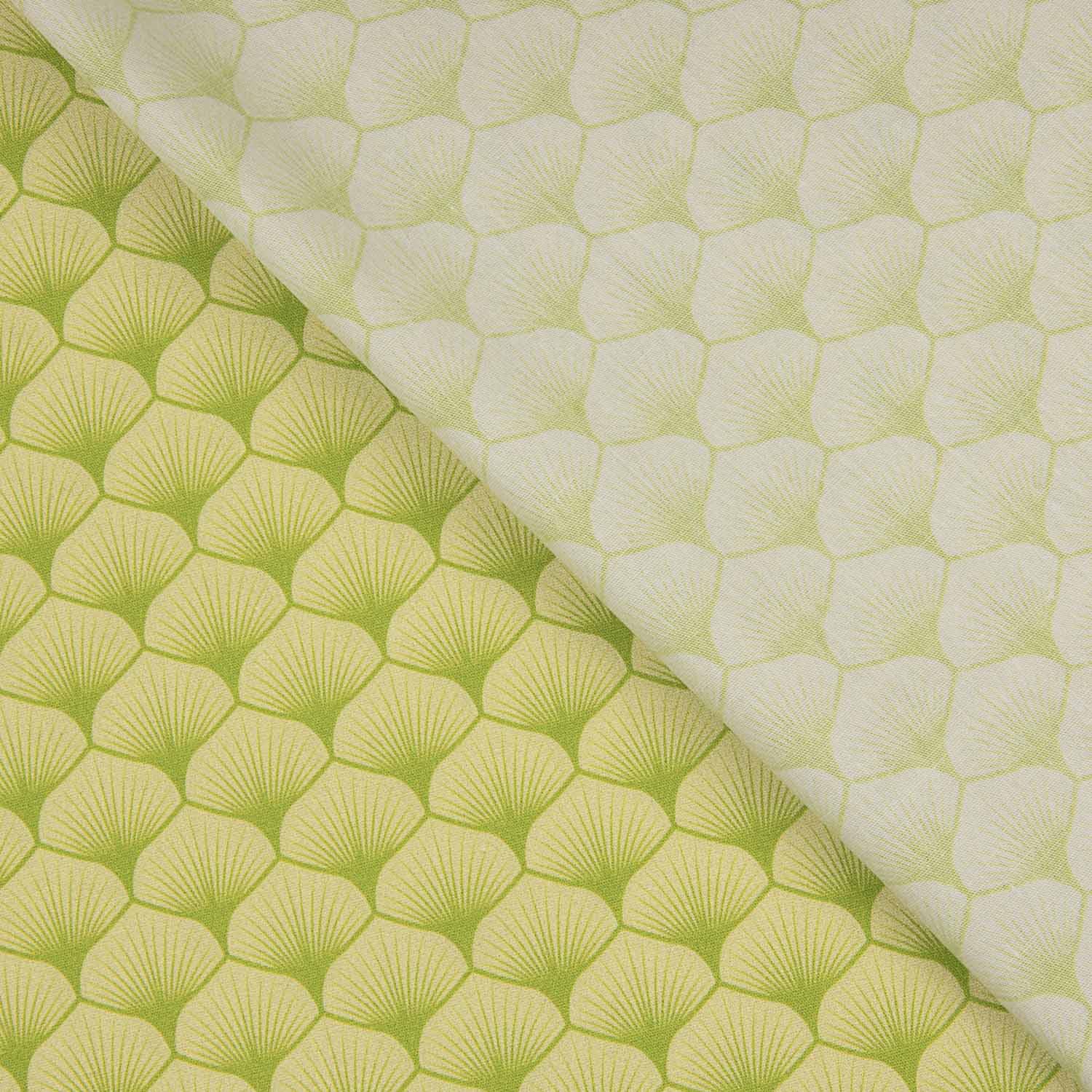 Popelina de Algodão Estampado com Leques Verdes - Ribes y Casals