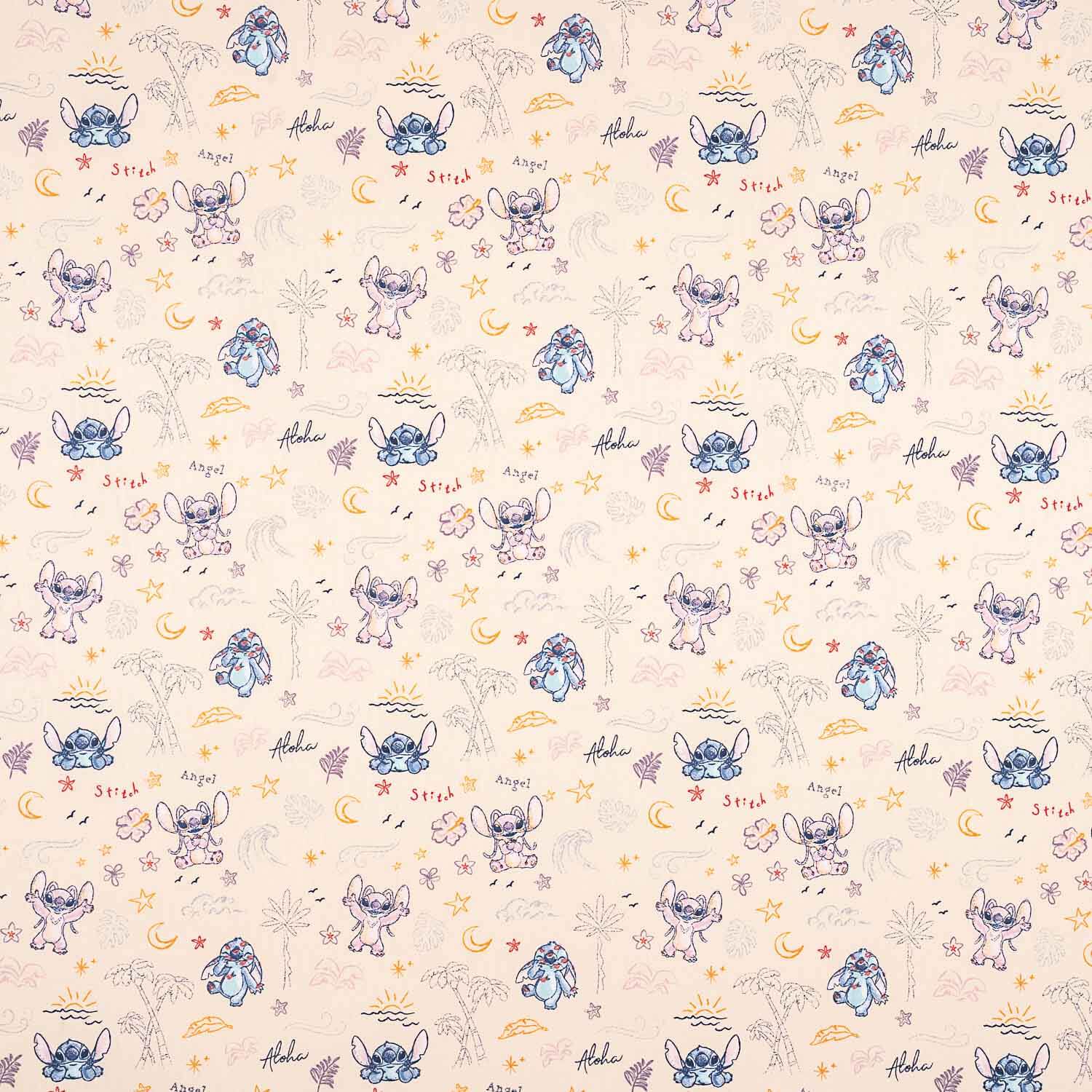 Popeline de algodão estampado Stitch y Angel - Ribes y Casals