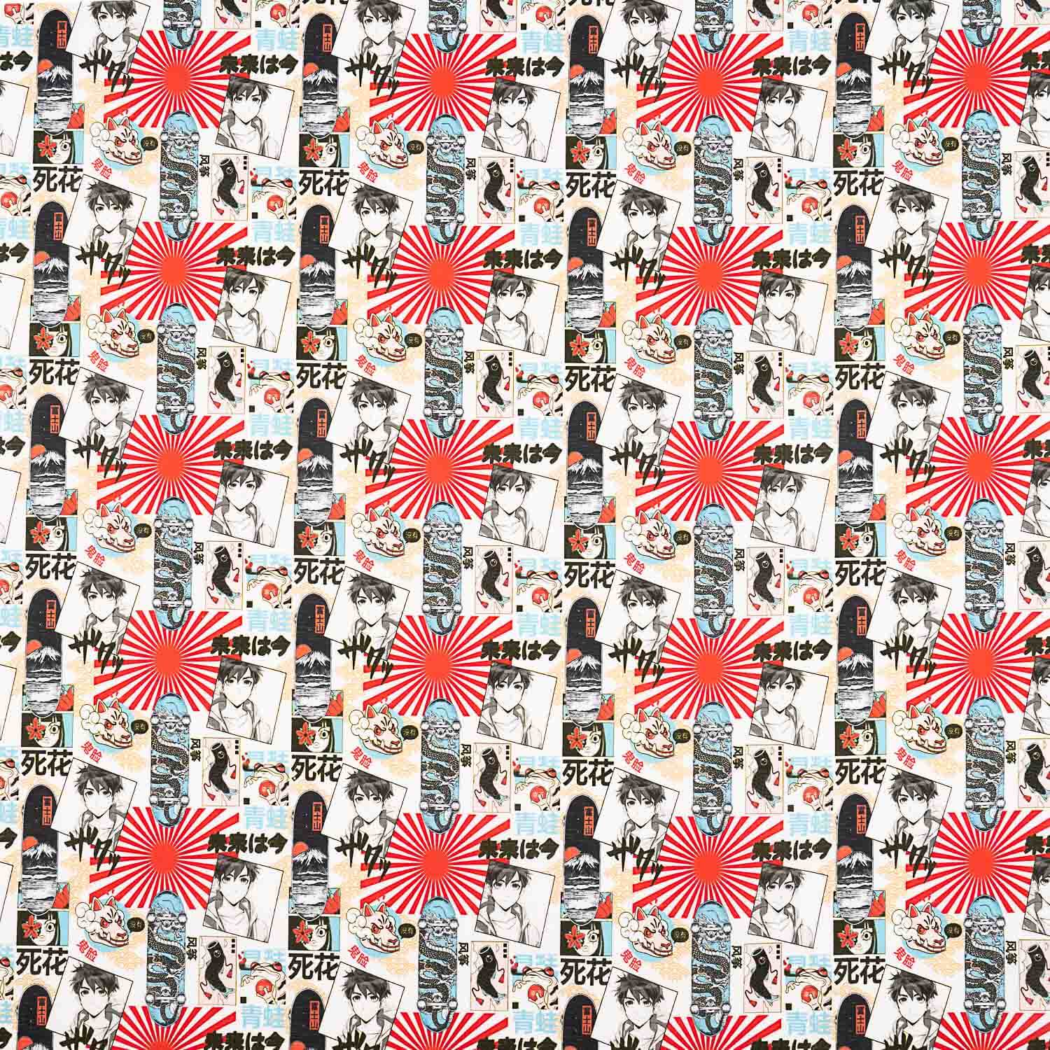 Popeline de algodão estampado com manga japonesa - Ribes y Casals