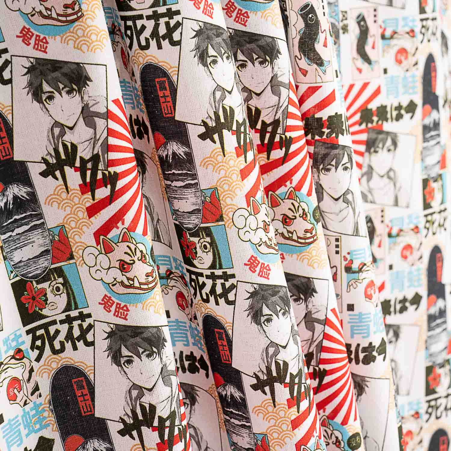 Popeline de algodão estampado com manga japonesa - Ribes y Casals