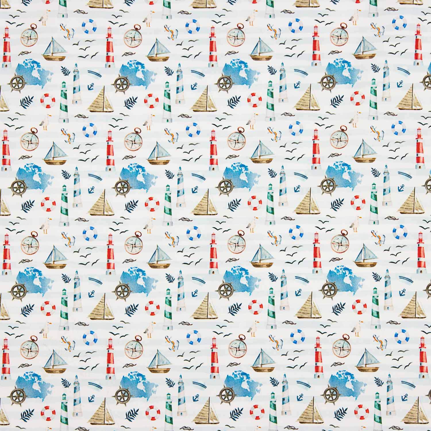 Popelina de Algodão com Estampado Marinho - Ribes y Casals