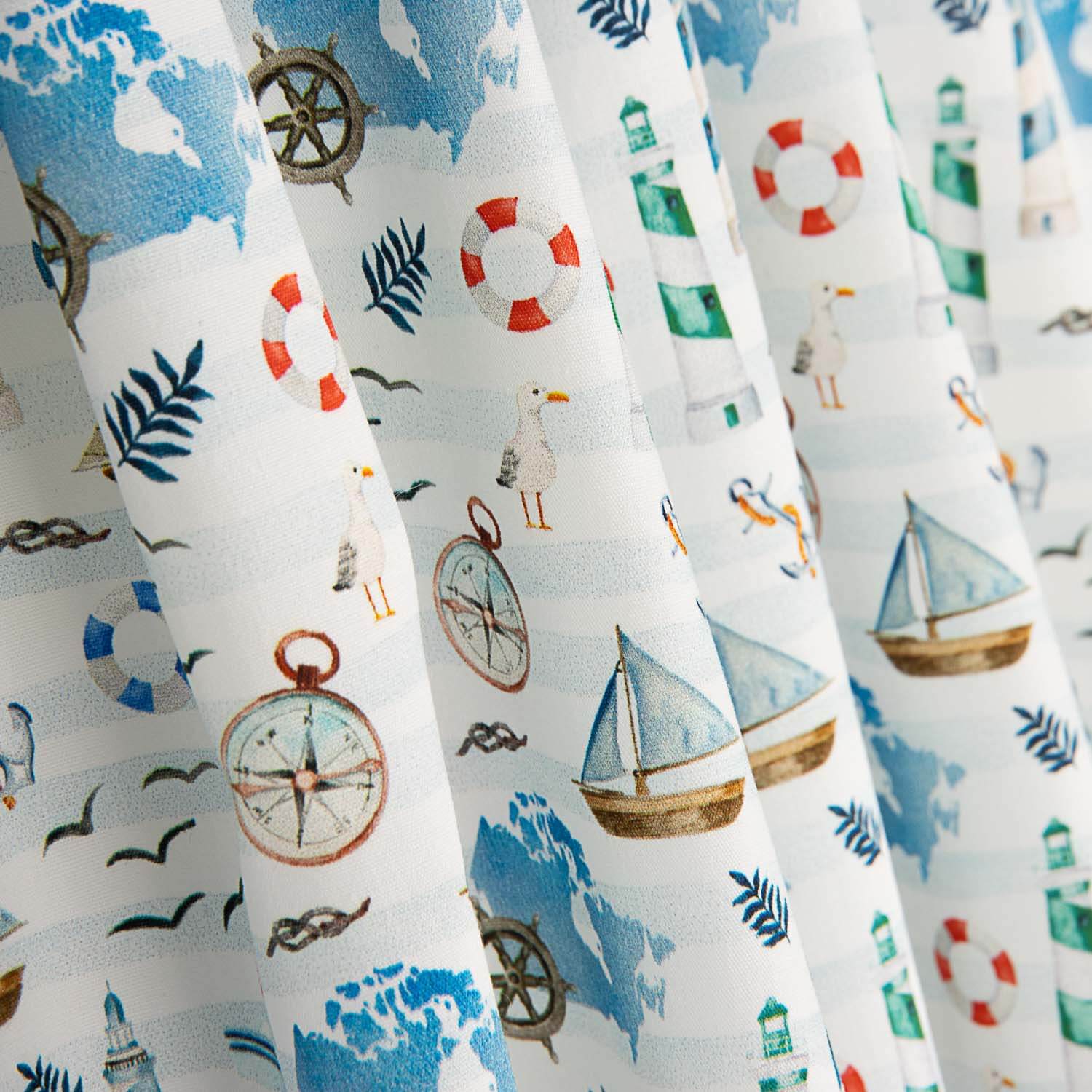Popelina de Algodão com Estampado Marinho - Ribes y Casals