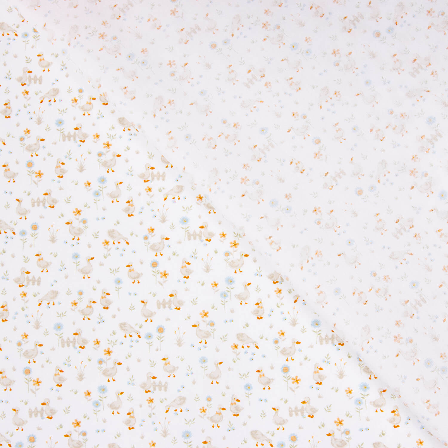 Popeline de algodão orgânico estampado com patos - Ribes y Casals