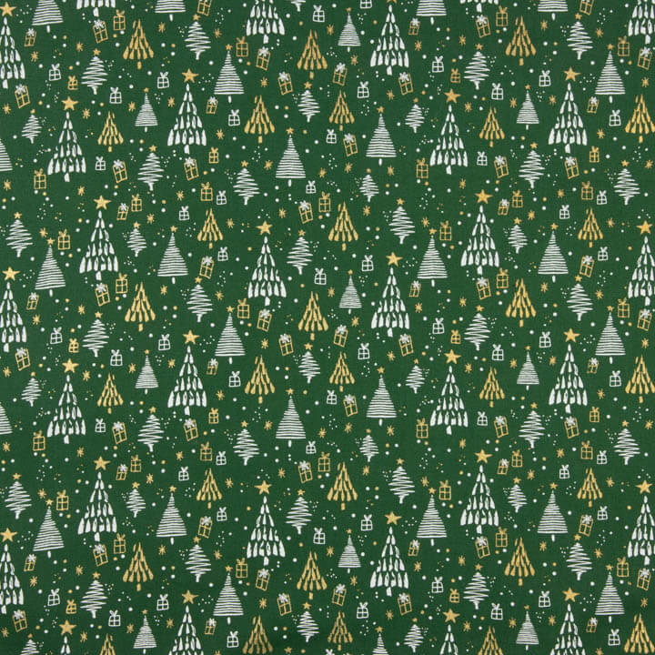 Popelina estampada «Bosque natalício verde» - Ribes y Casals