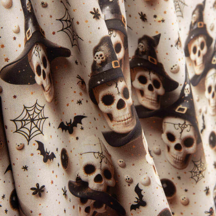 Popelina estampada com caveiras de Halloween - Ribes y Casals